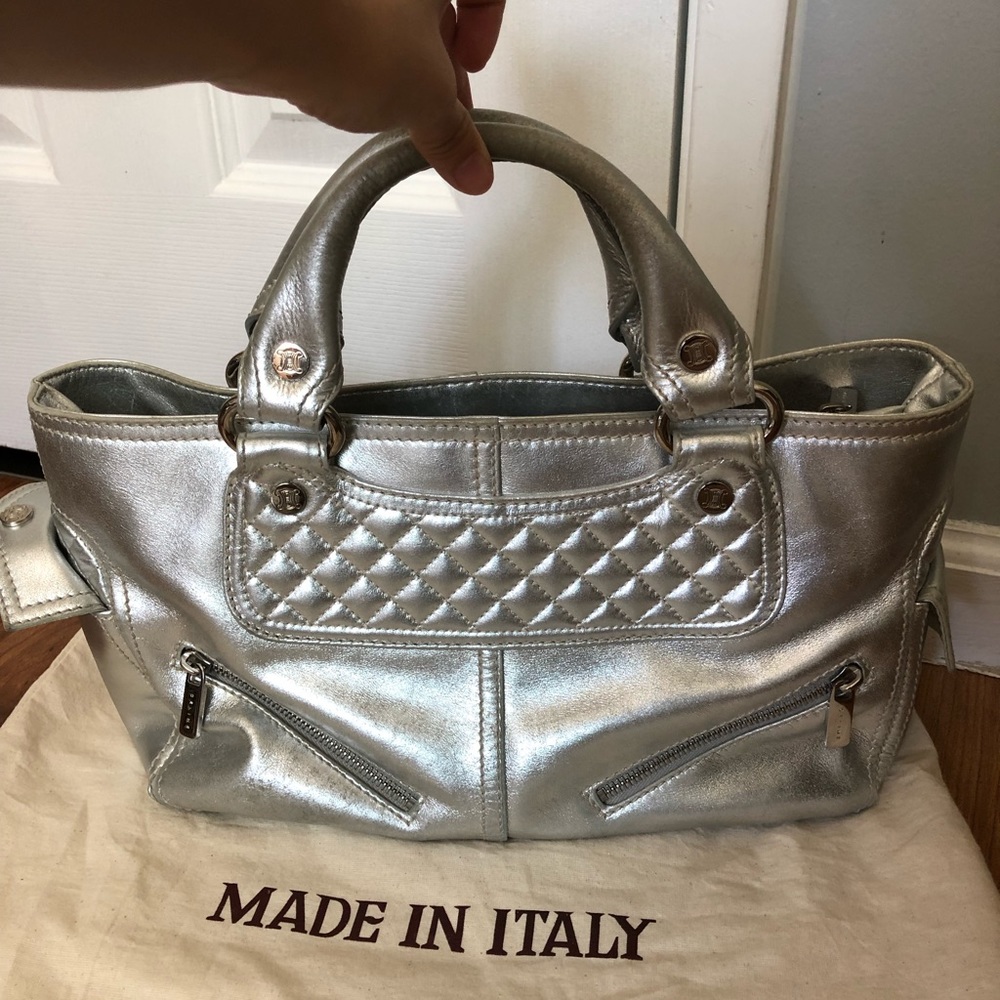 Vintage Celine handbag in metallic silver